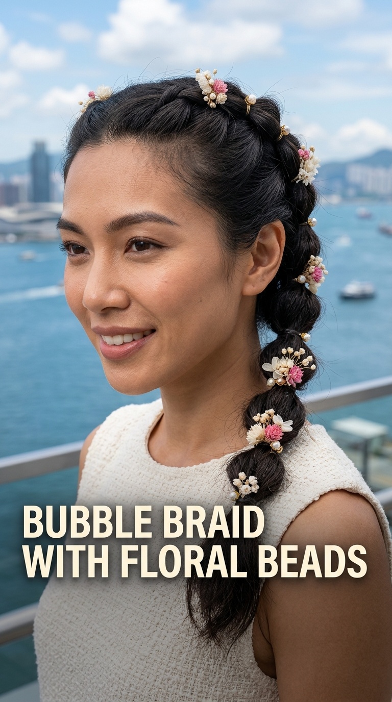 Bubble Braid with Floral Beads