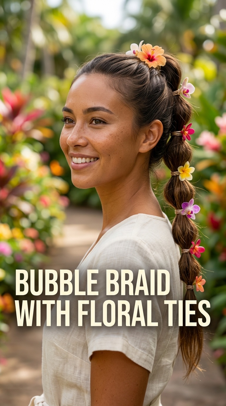 Bubble Braid with Floral Ties