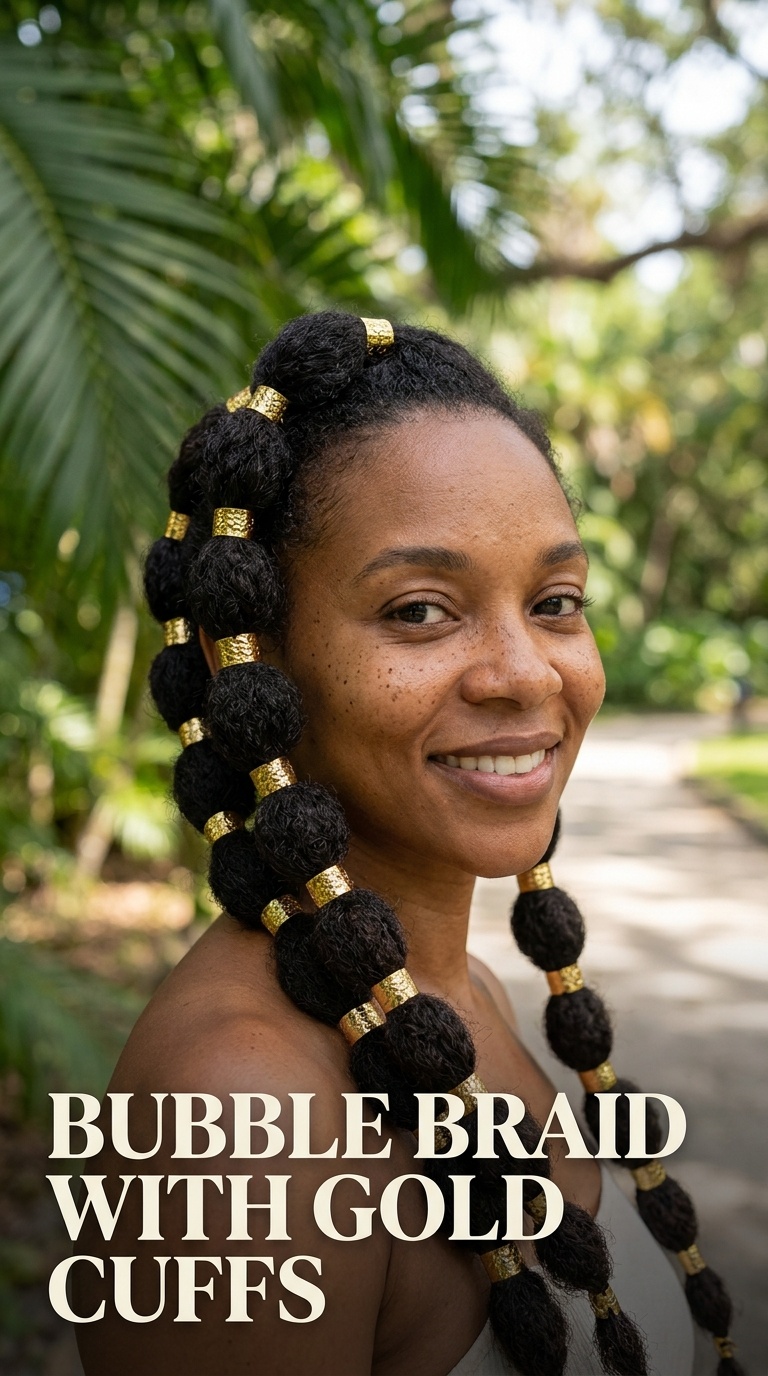 Bubble Braid with Gold Cuffs
