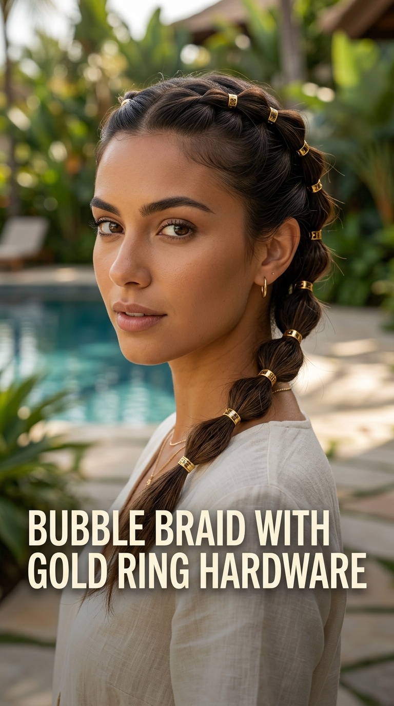Bubble Braid with Gold Ring Hardware