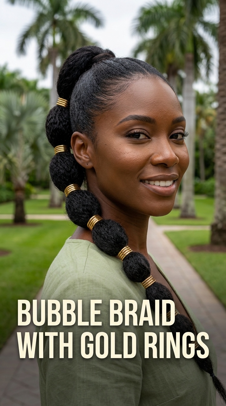 Bubble Braid with Gold Rings
