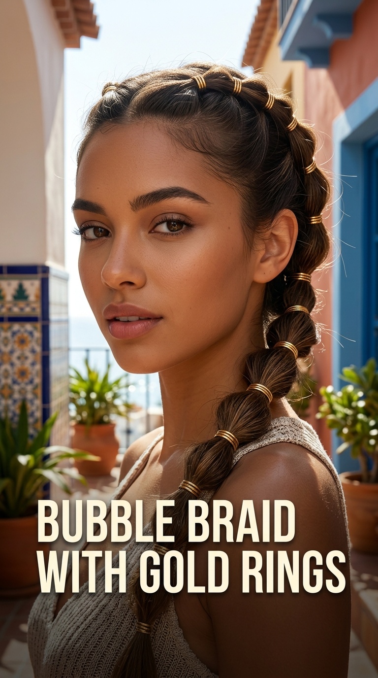 Bubble Braid with Gold Rings