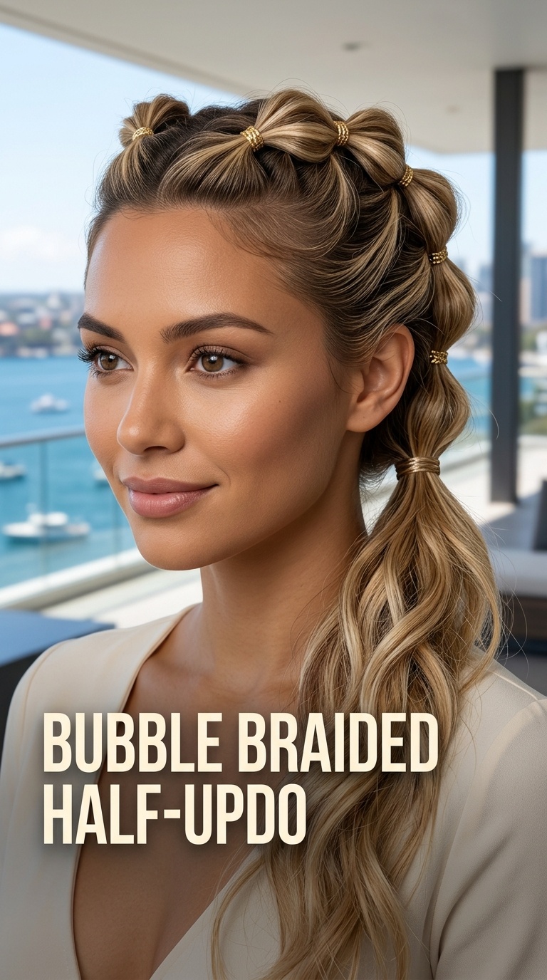 Bubble Braided Half-Updo