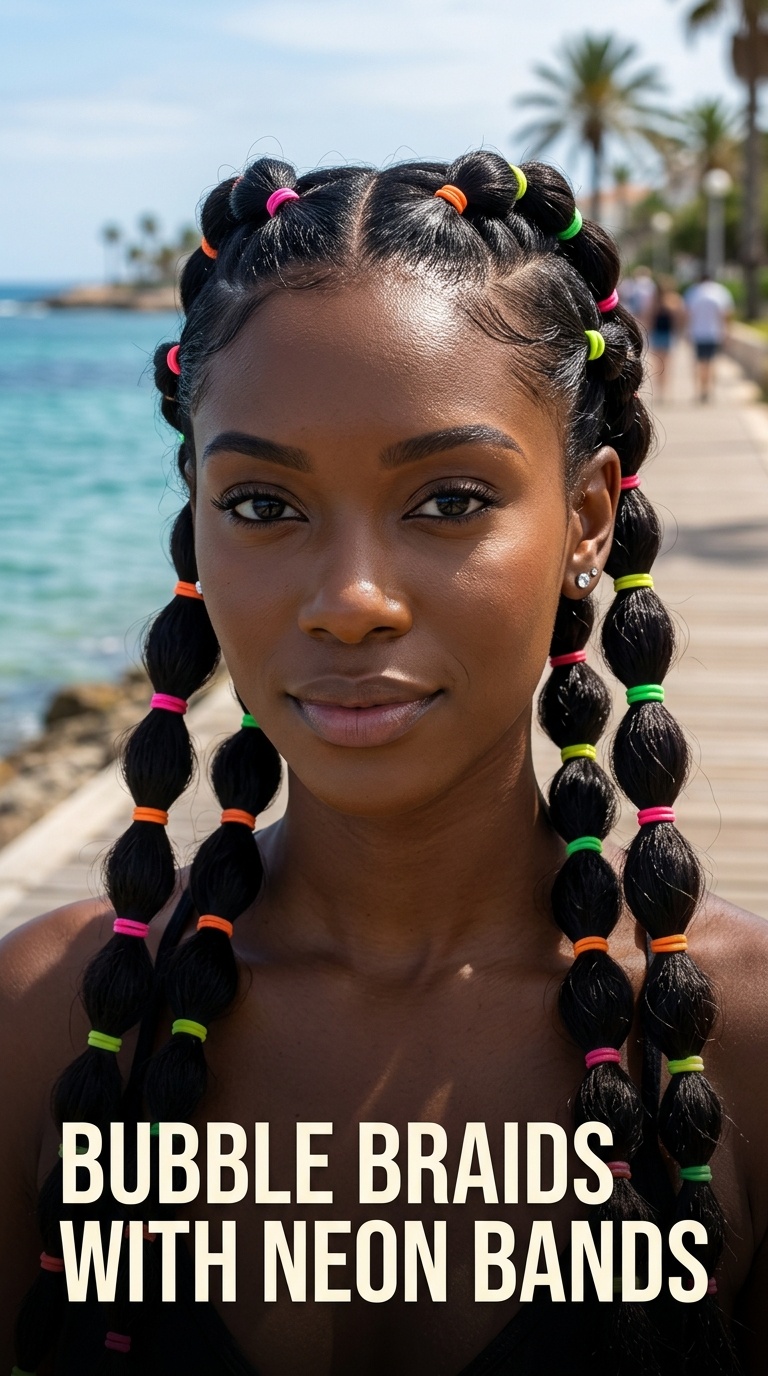 Bubble Braids with Neon Bands