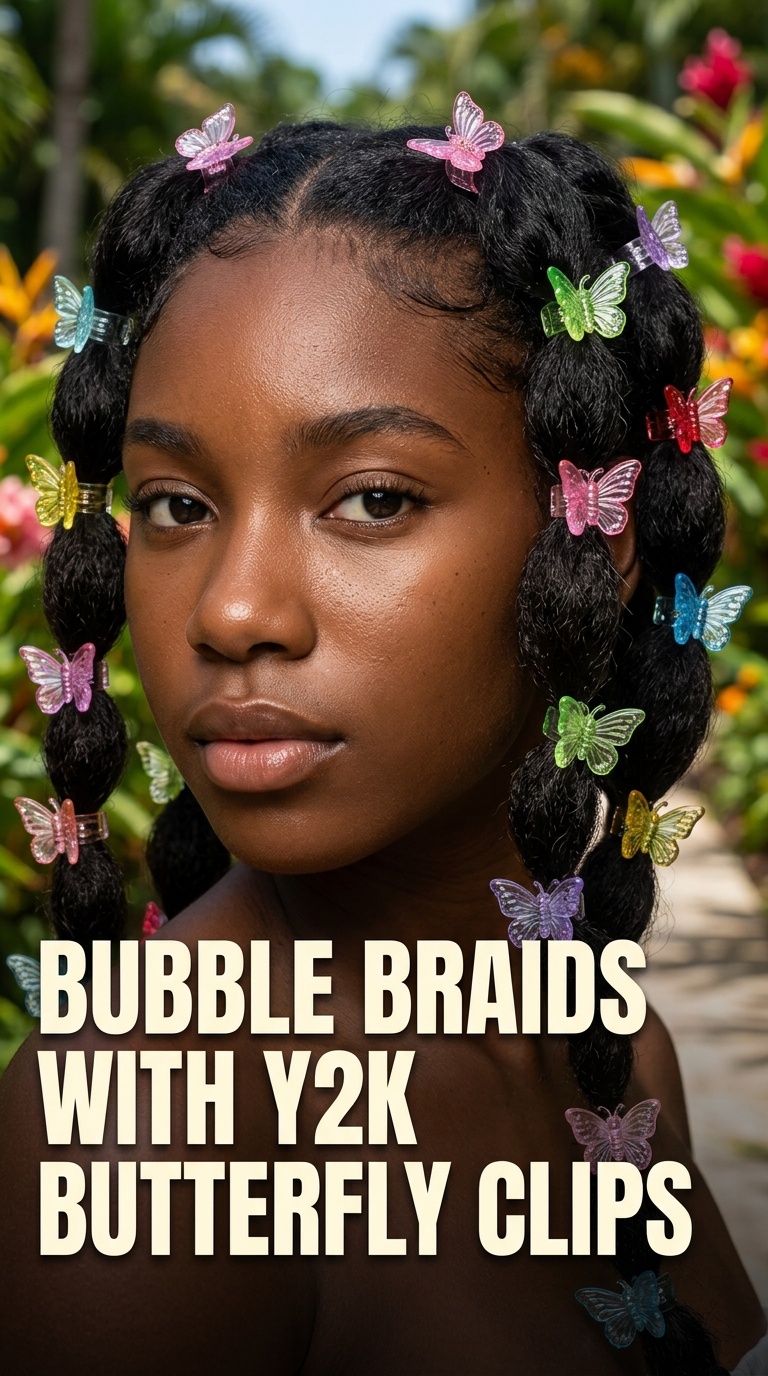 Bubble Braids with Y2K Butterfly Clips