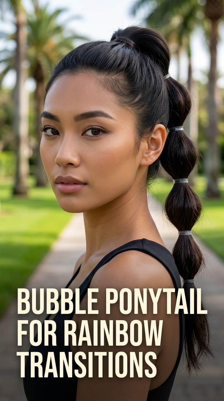 Bubble Ponytail for Rainbow Transitions