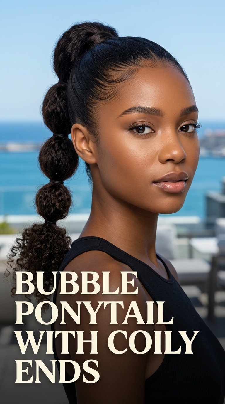 Bubble Ponytail with Coily Ends