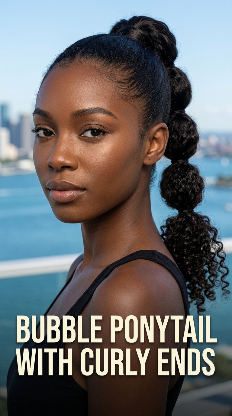 Bubble Ponytail with Curly Ends