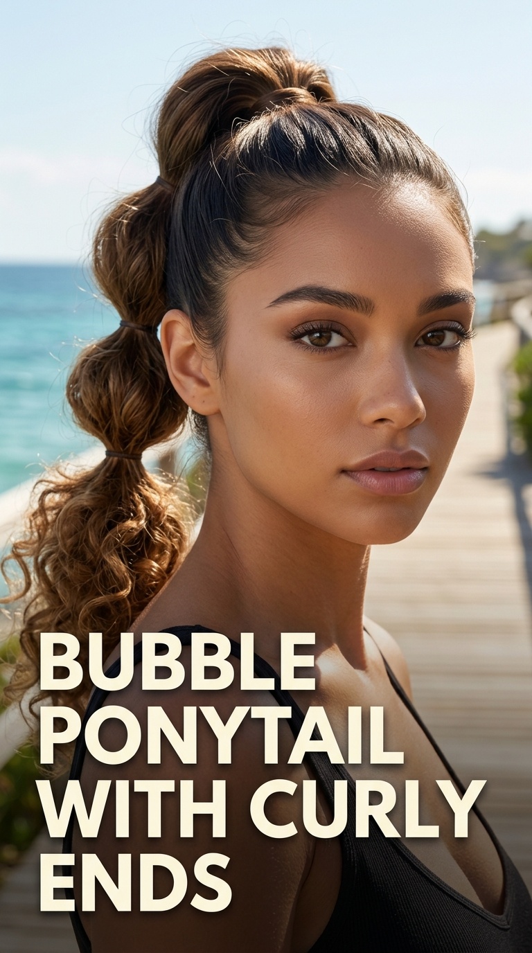 Bubble Ponytail with Curly Ends