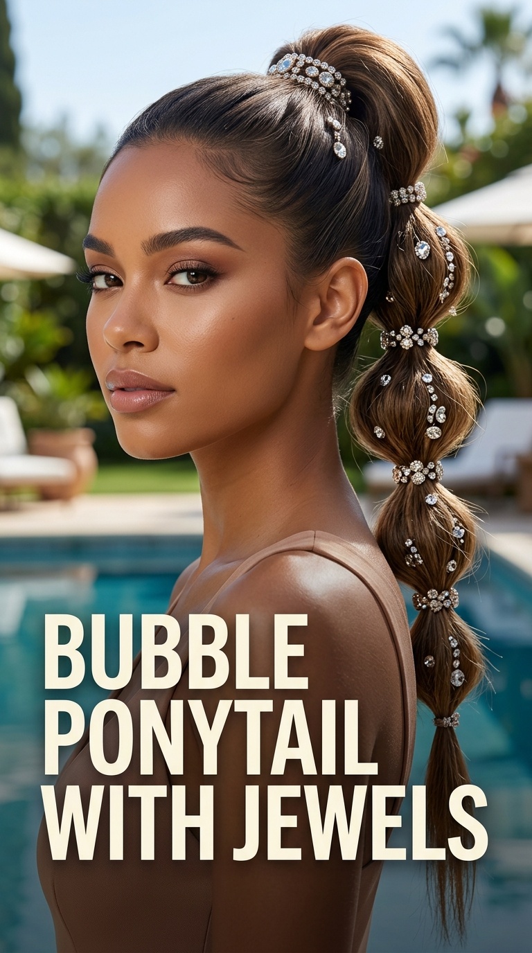 Bubble Ponytail with Jewels