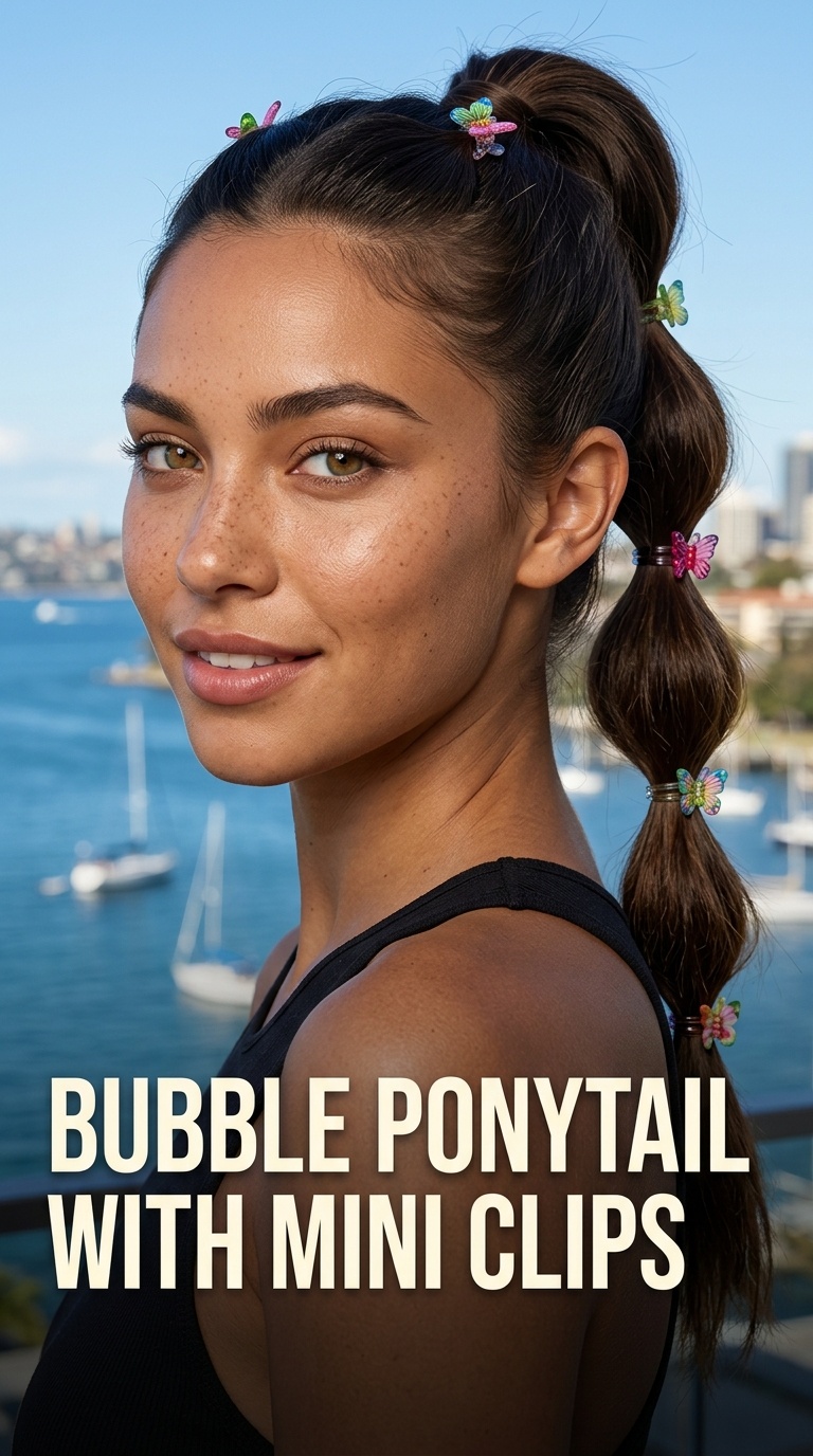 Bubble Ponytail with Mini Clips