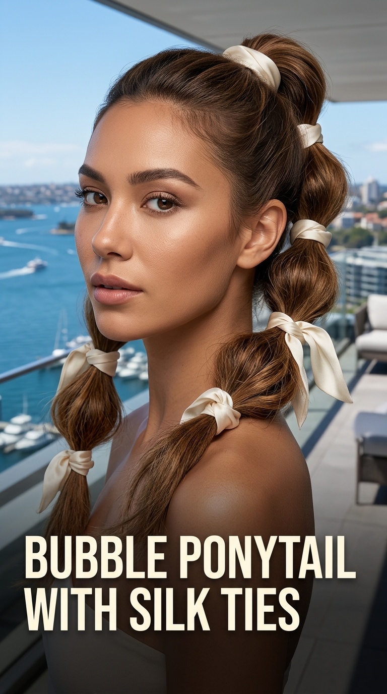 Bubble Ponytail with Silk Ties