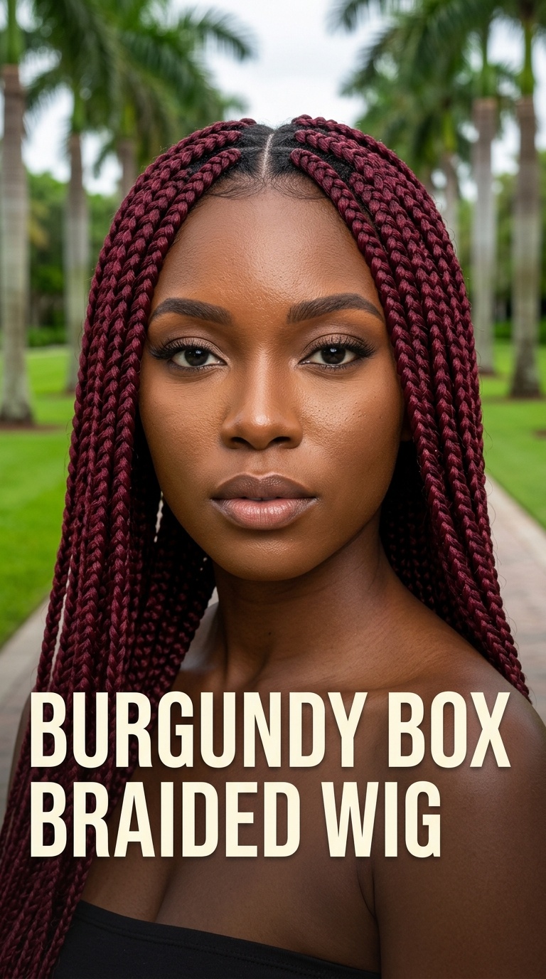 Burgundy Box Braided Wig