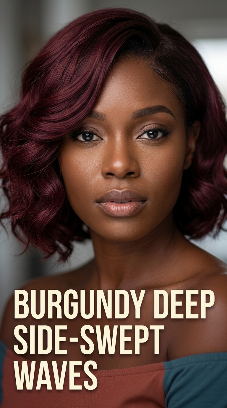 Burgundy Deep Side-Swept Waves