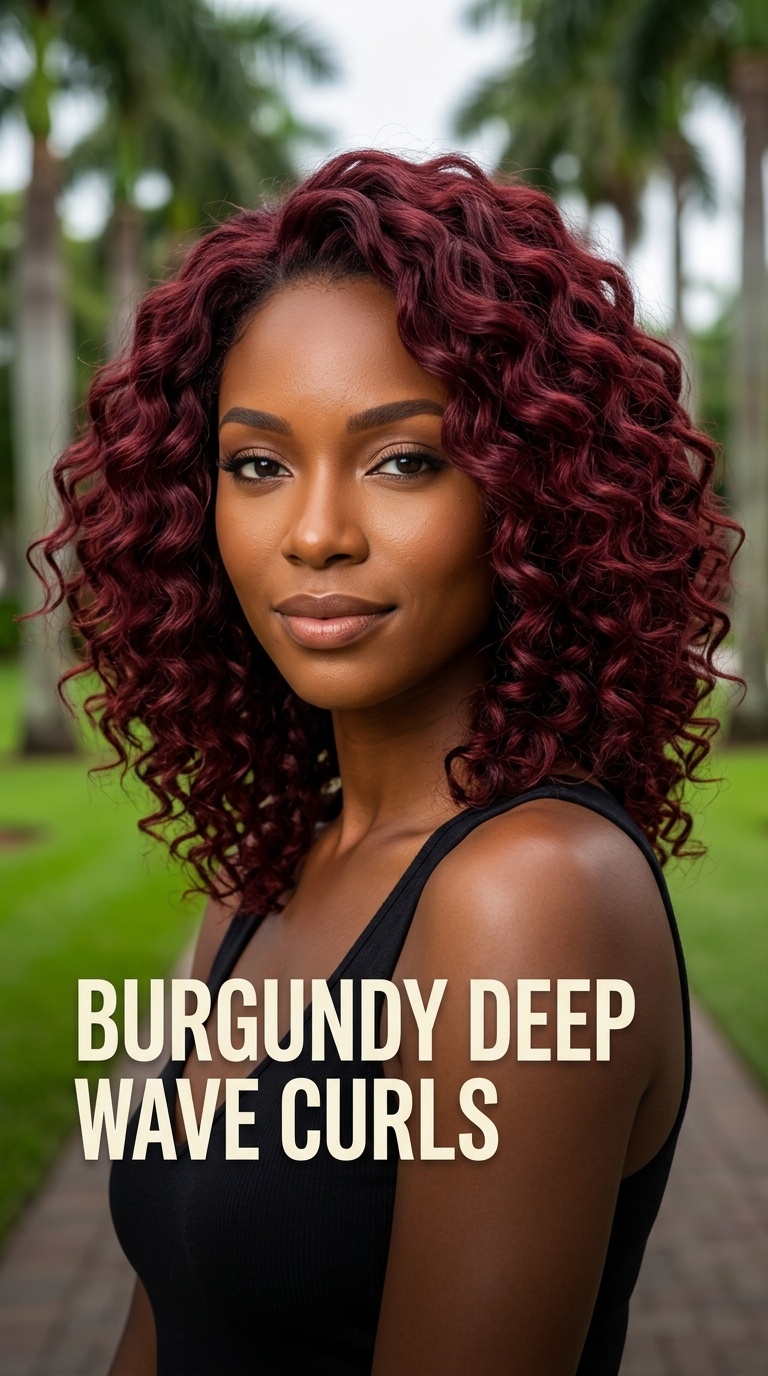Burgundy Deep Wave Curls