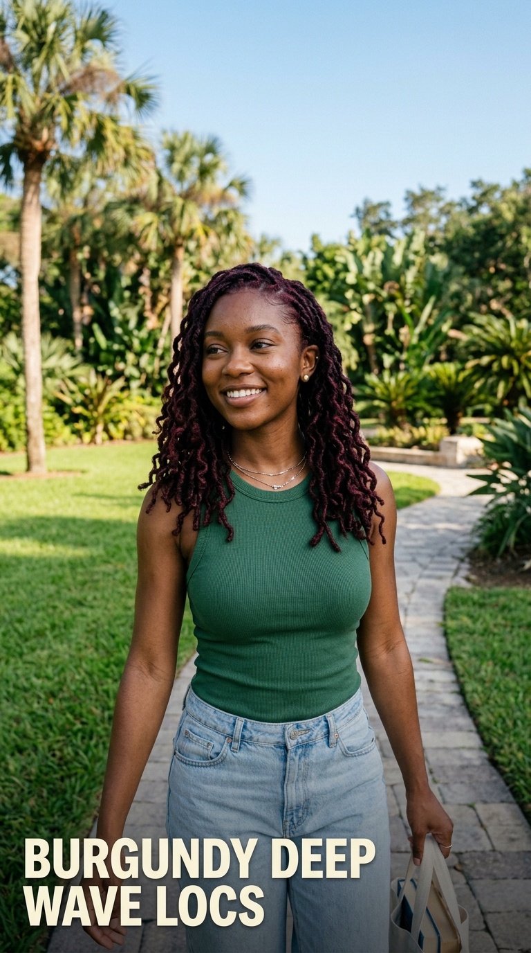 Burgundy Deep Wave Locs
