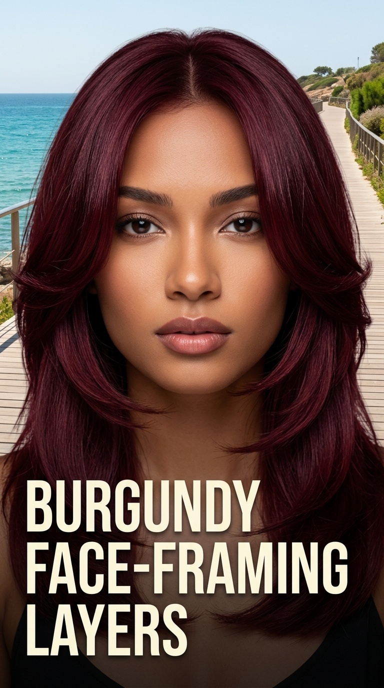 Burgundy Face-Framing Layers