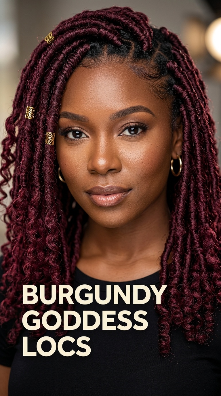 Burgundy Goddess Locs