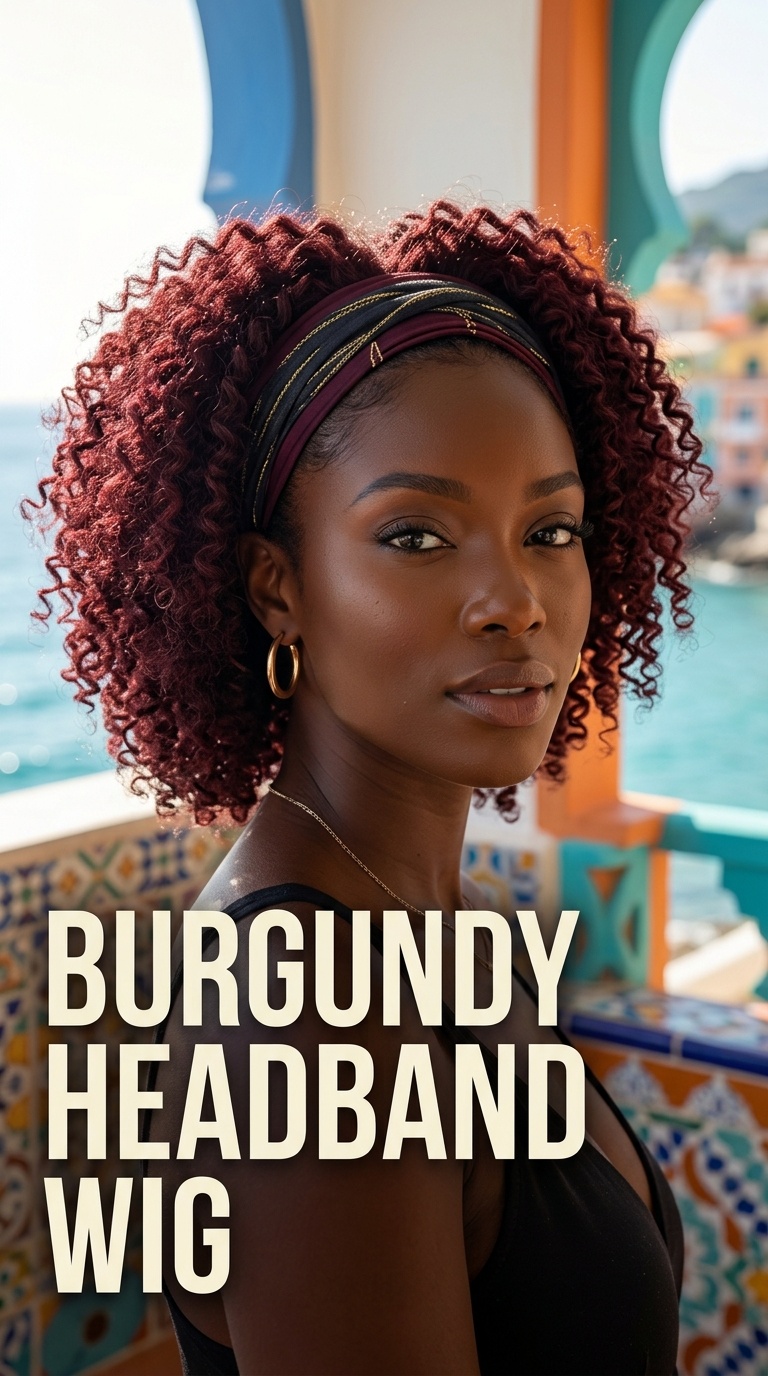 Burgundy Headband Wig
