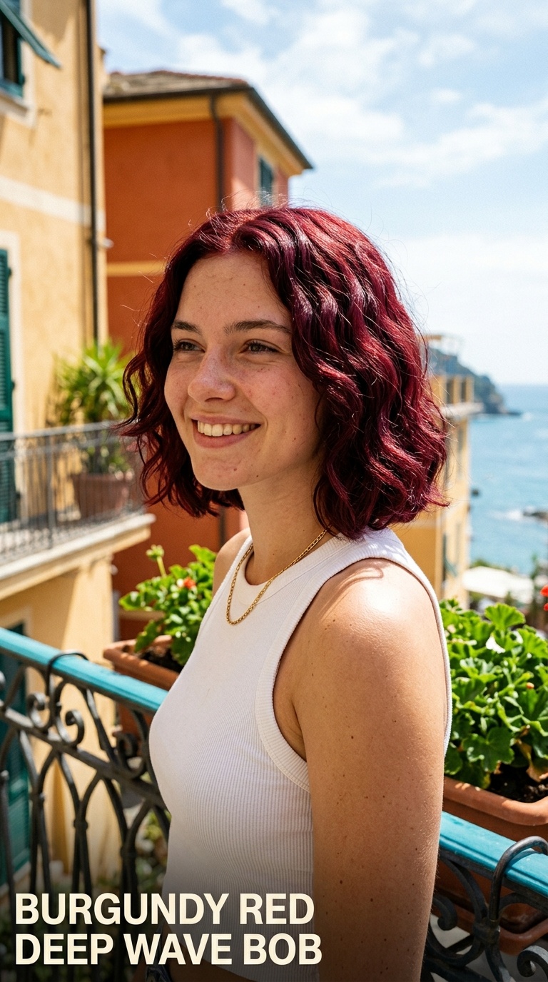 Burgundy Red Deep Wave Bob