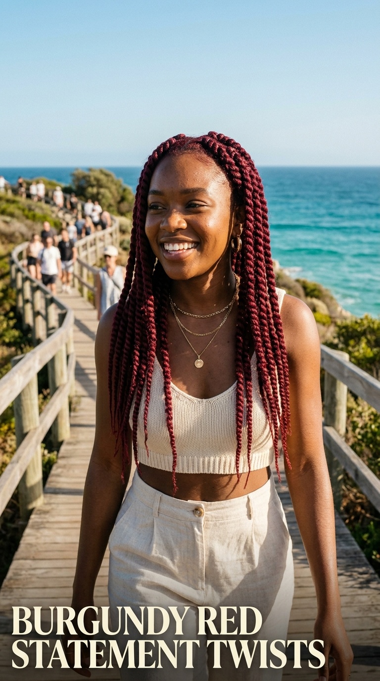 Burgundy Red Statement Twists