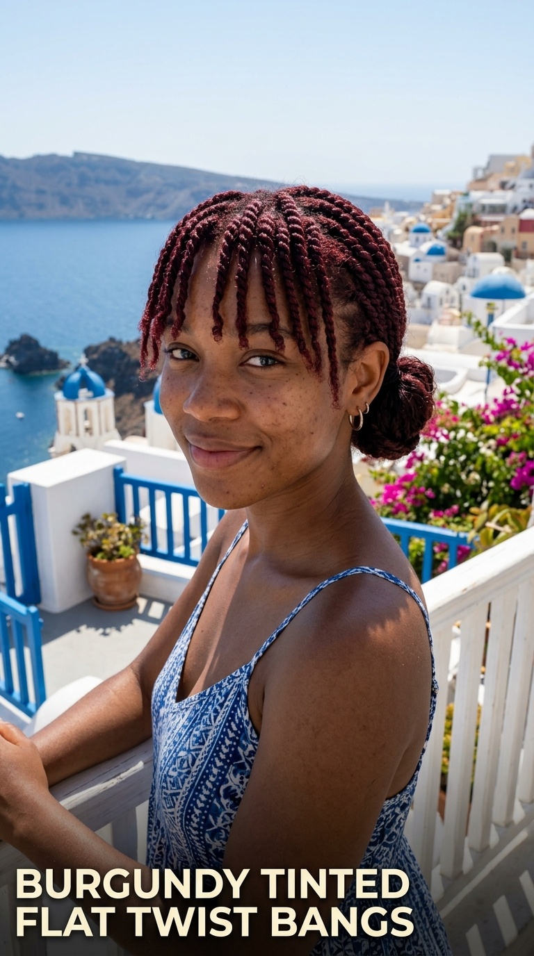 Burgundy Tinted Flat Twist Bangs