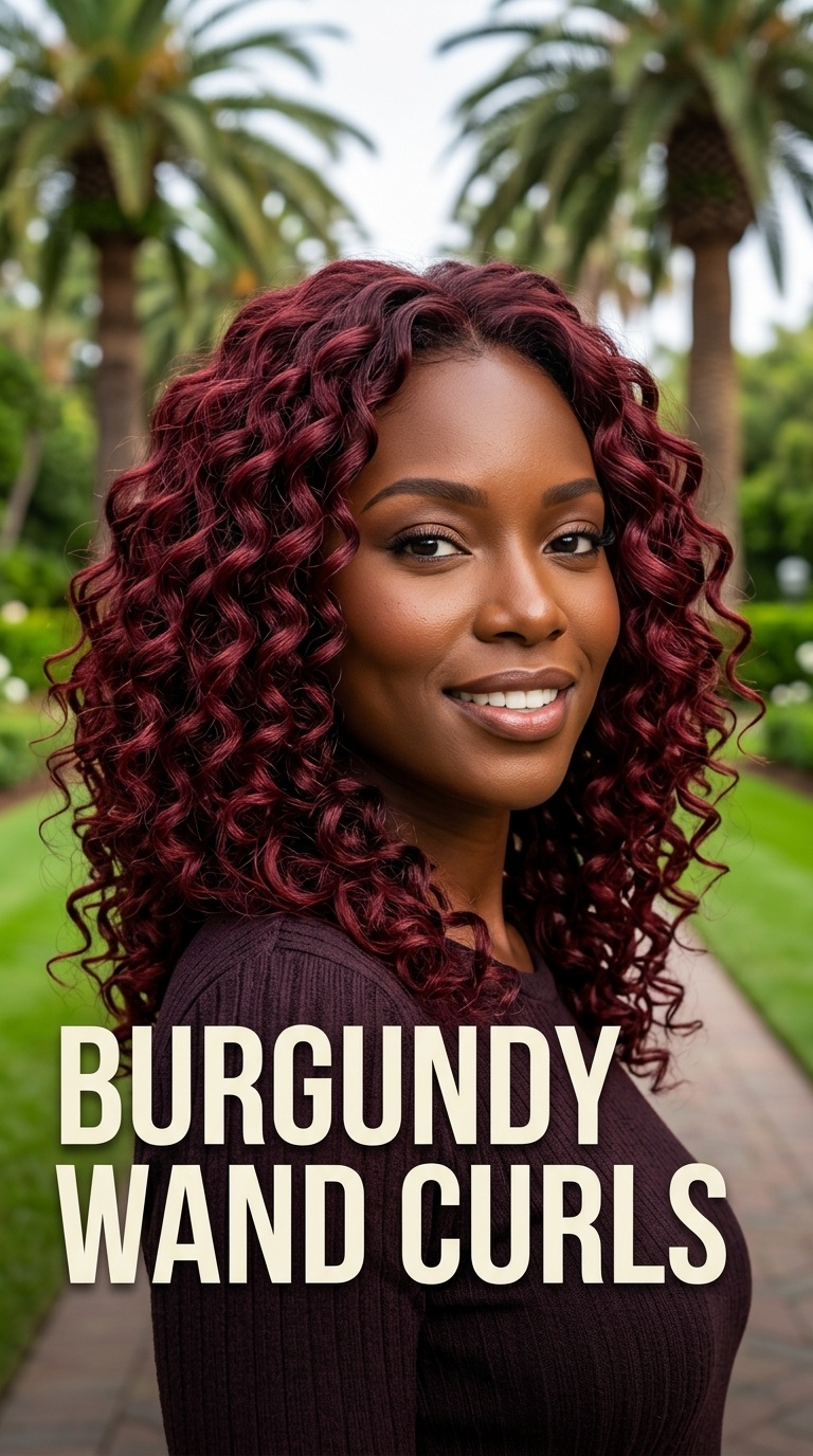 Burgundy Wand Curls