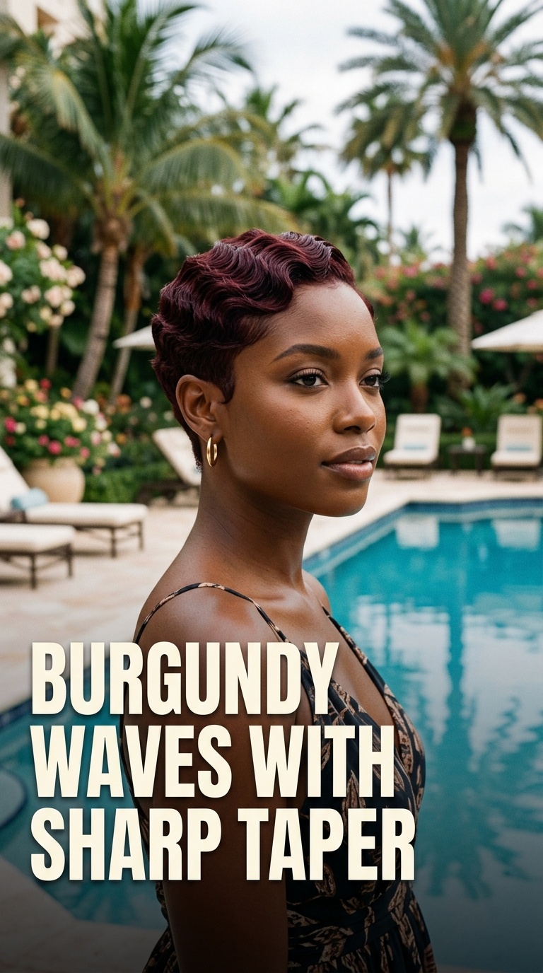 Burgundy Waves with Sharp Taper