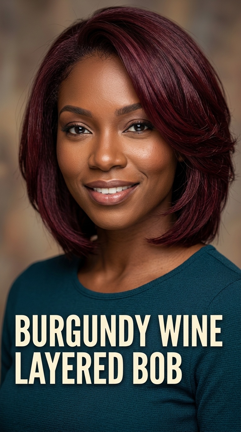 Burgundy Wine Layered Bob