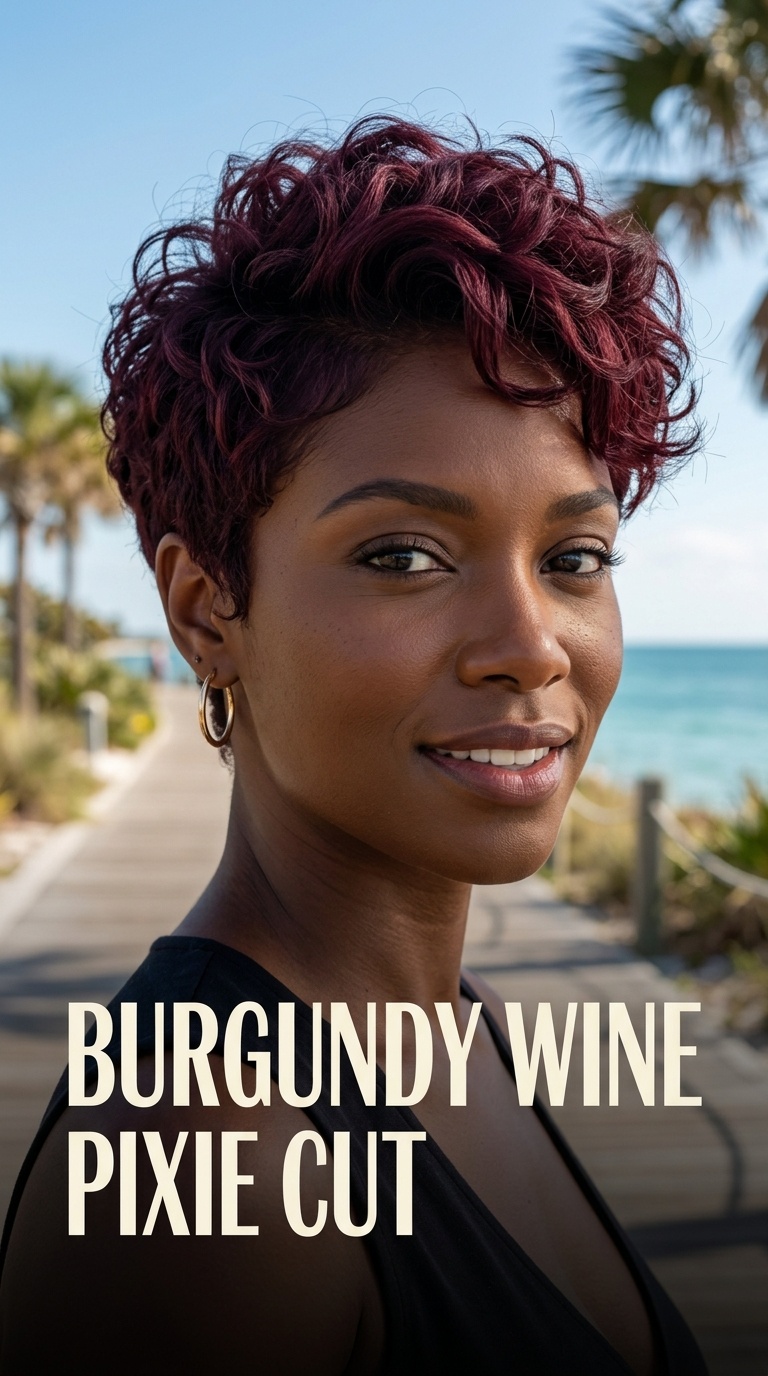 Burgundy Wine Pixie Cut