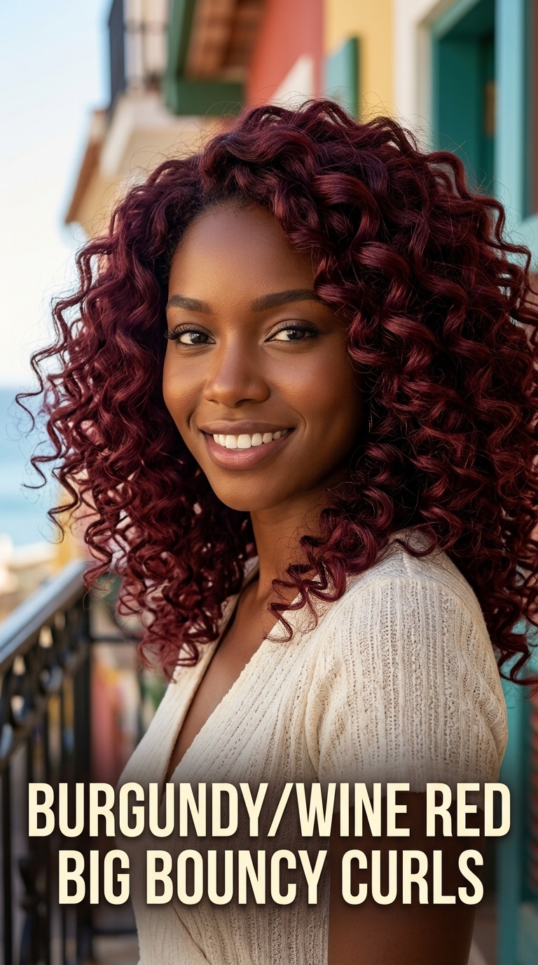 Burgundy/Wine Red Big Bouncy Curls