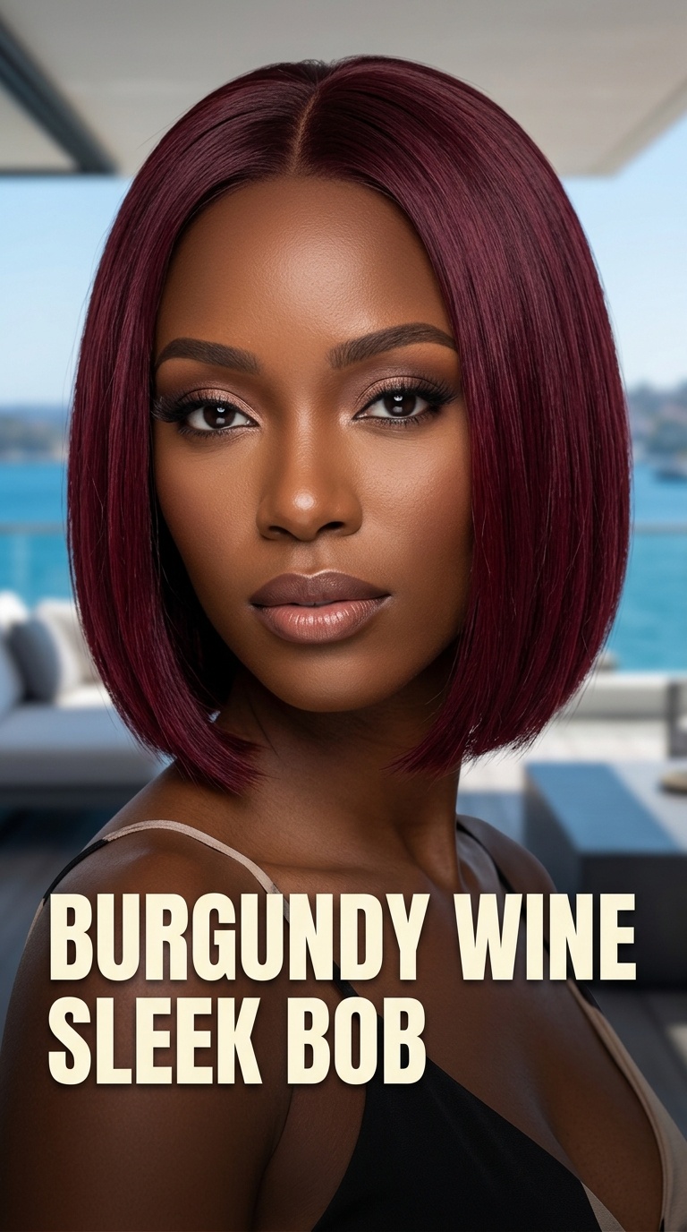 Burgundy Wine Sleek Bob