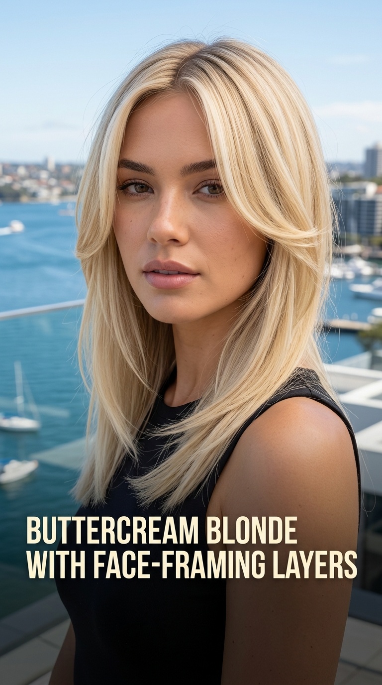 Buttercream Blonde with Face-Framing Layers