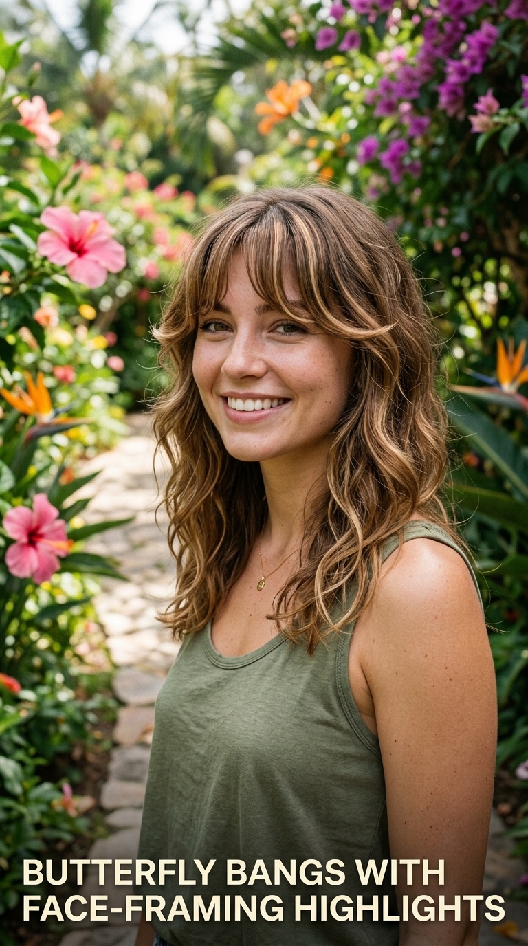 Butterfly Bangs with Face-Framing Highlights