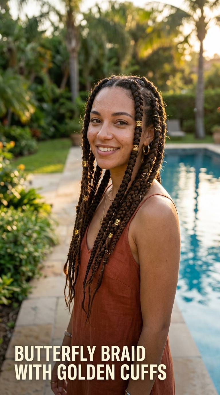 Butterfly Braid with Golden Cuffs
