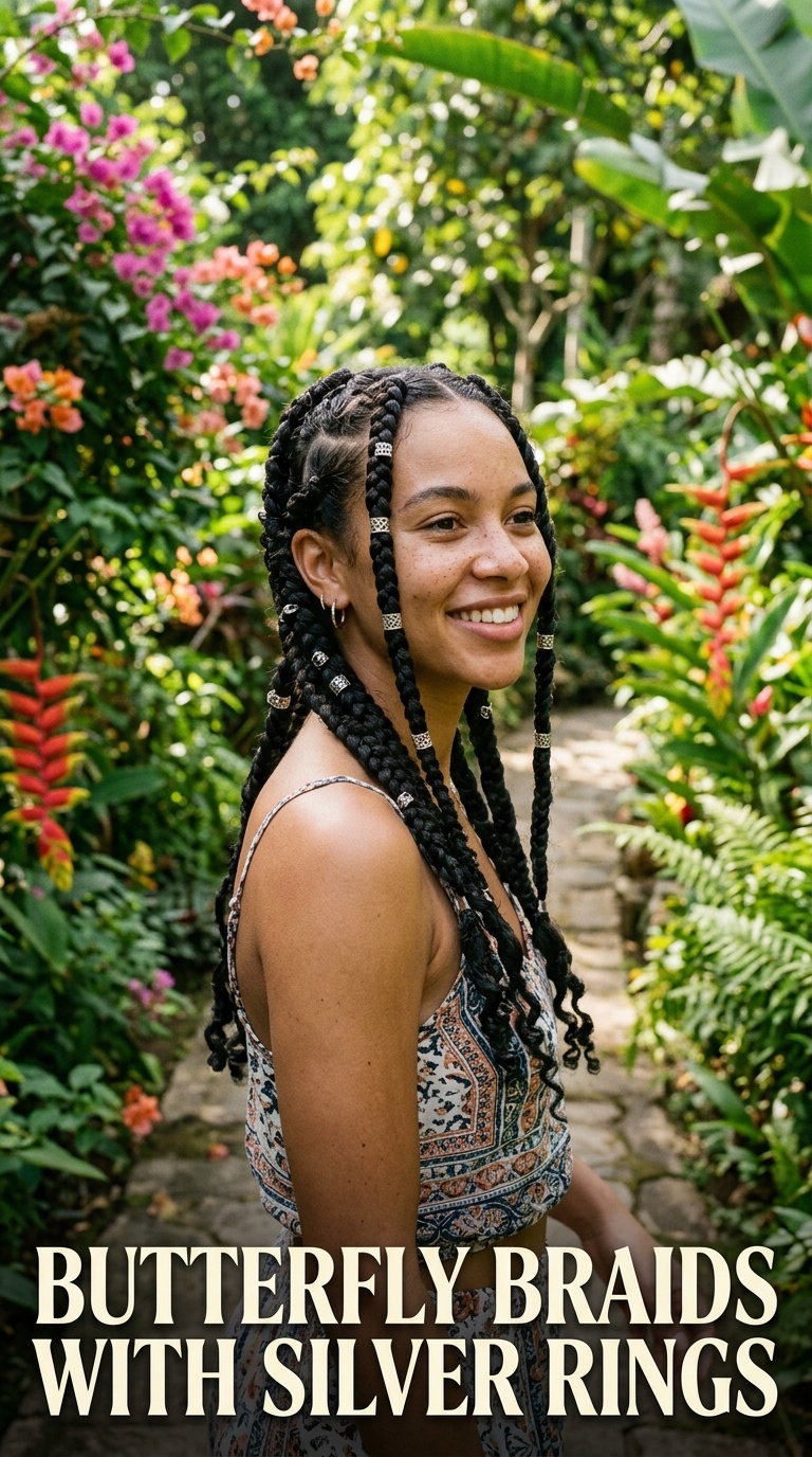 Butterfly Braids with Silver Rings