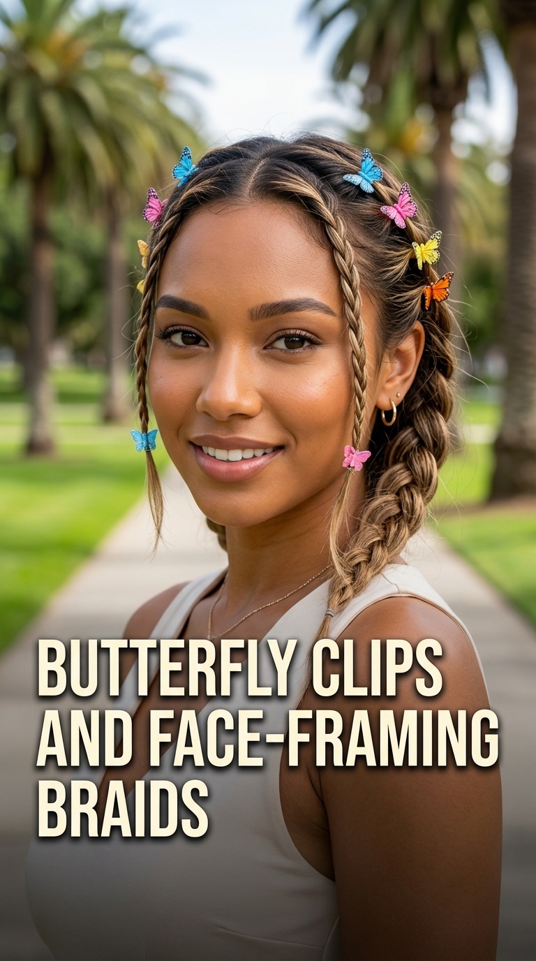 Butterfly Clips and Face-Framing Braids