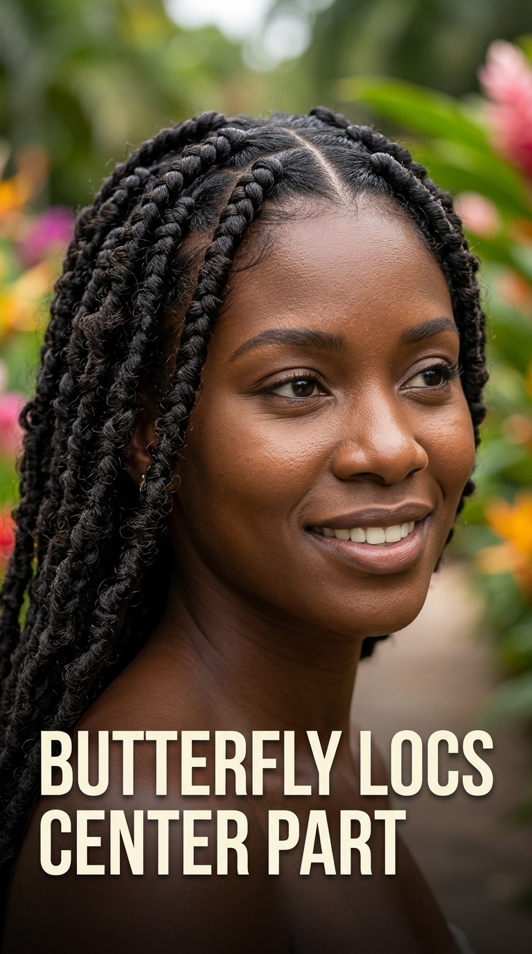 Butterfly Locs Center Part