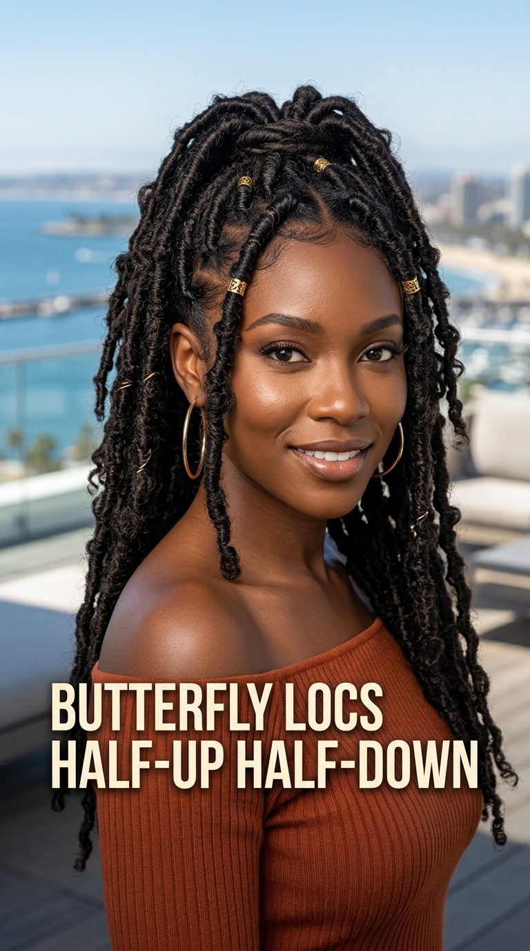 Butterfly Locs Half-Up Half-Down