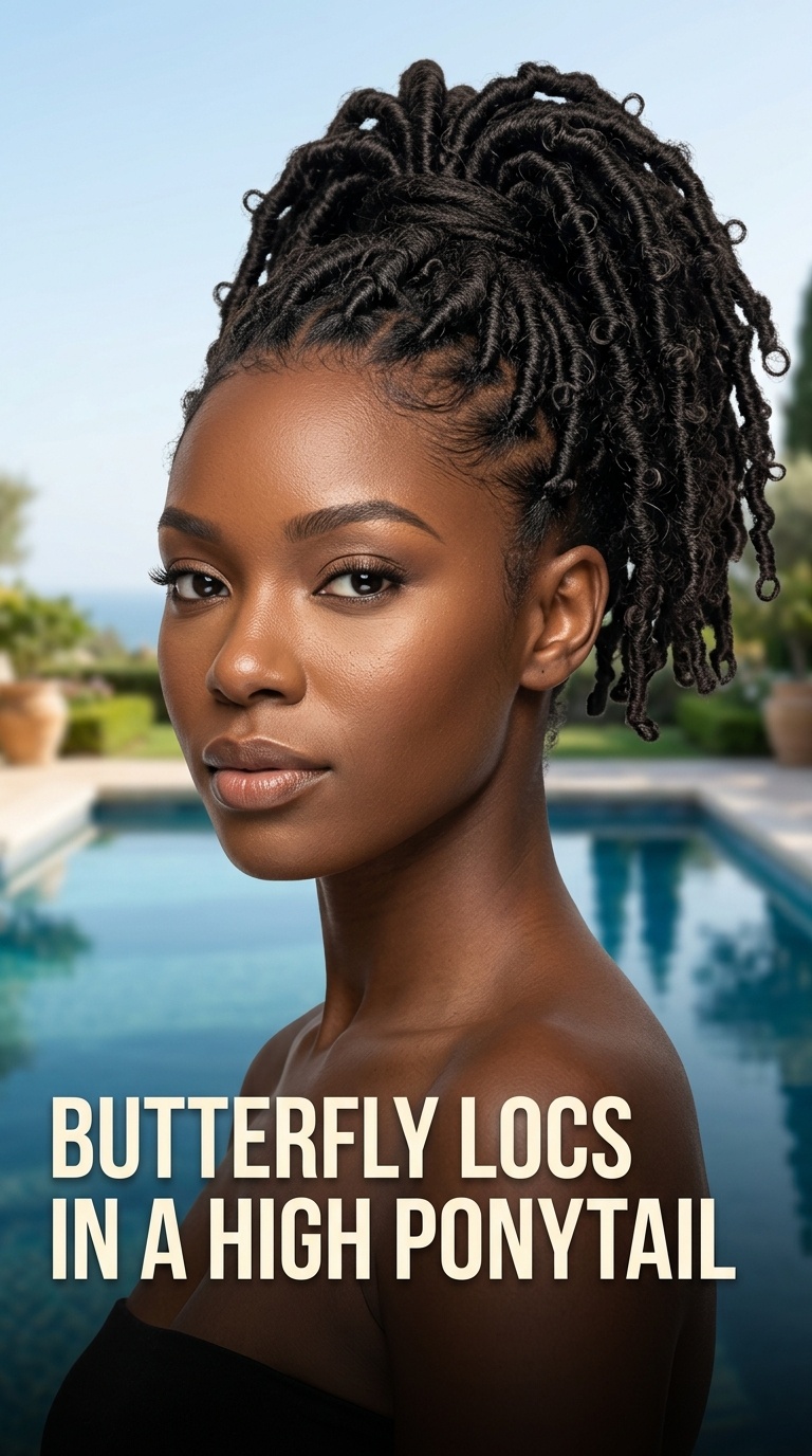 Butterfly Locs in a High Ponytail