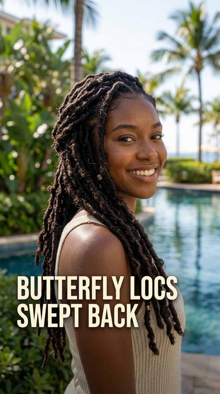 Butterfly Locs Swept Back
