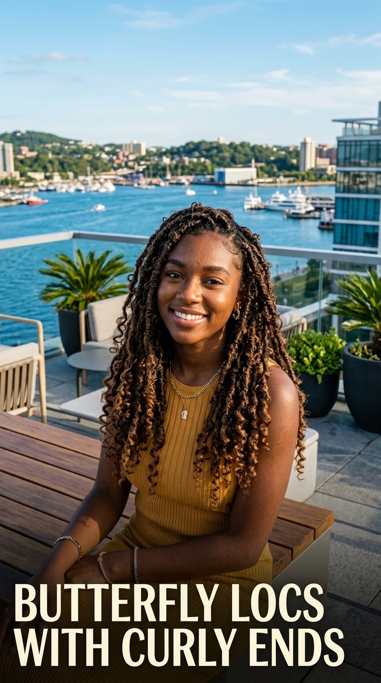 Butterfly Locs with Curly Ends