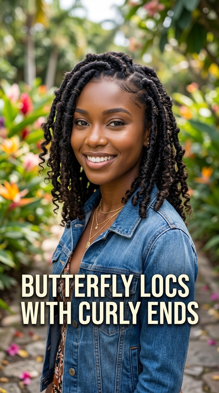 Butterfly Locs with Curly Ends