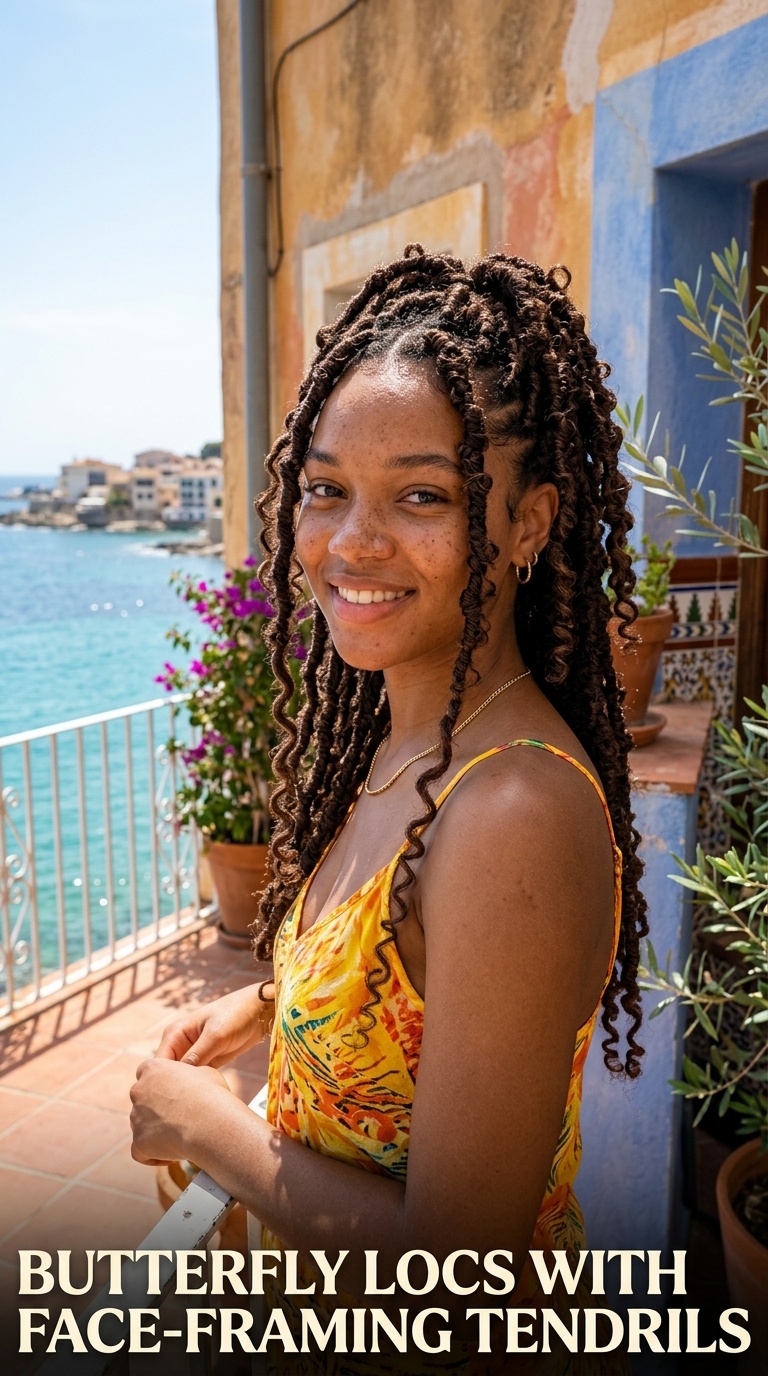Butterfly Locs with Face-Framing Tendrils