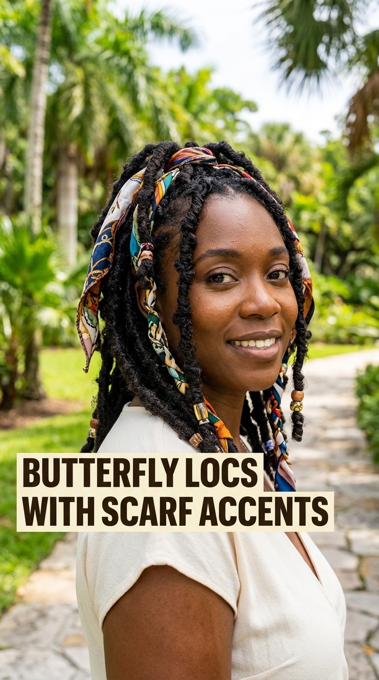 Butterfly Locs with Scarf Accents
