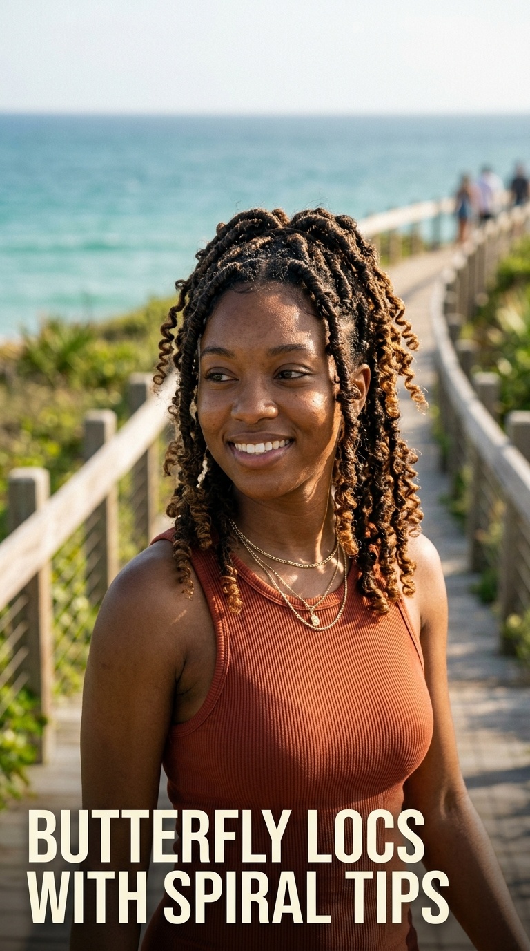 Butterfly Locs with Spiral Tips