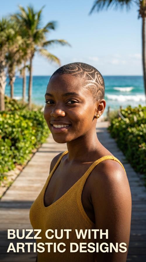 Buzz Cut with Artistic Designs