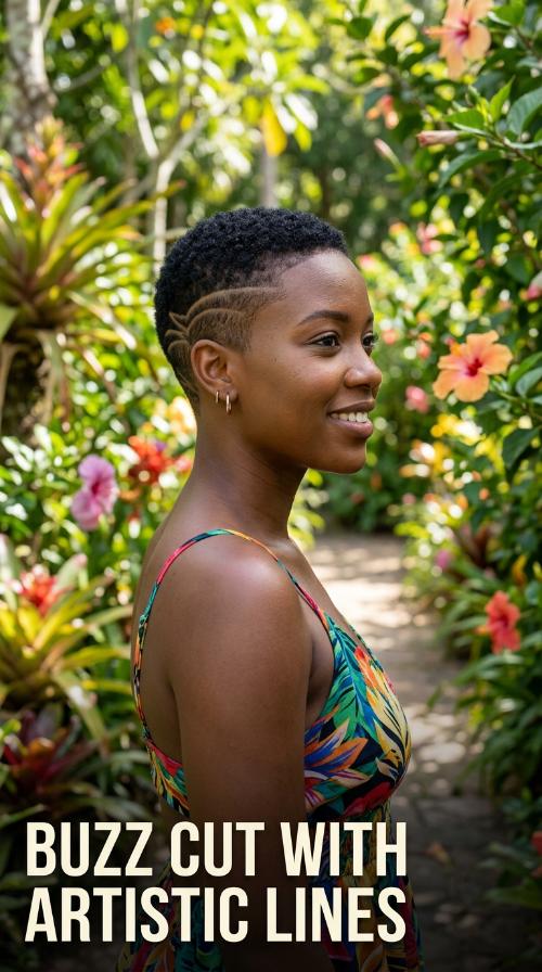 Buzz Cut with Artistic Lines