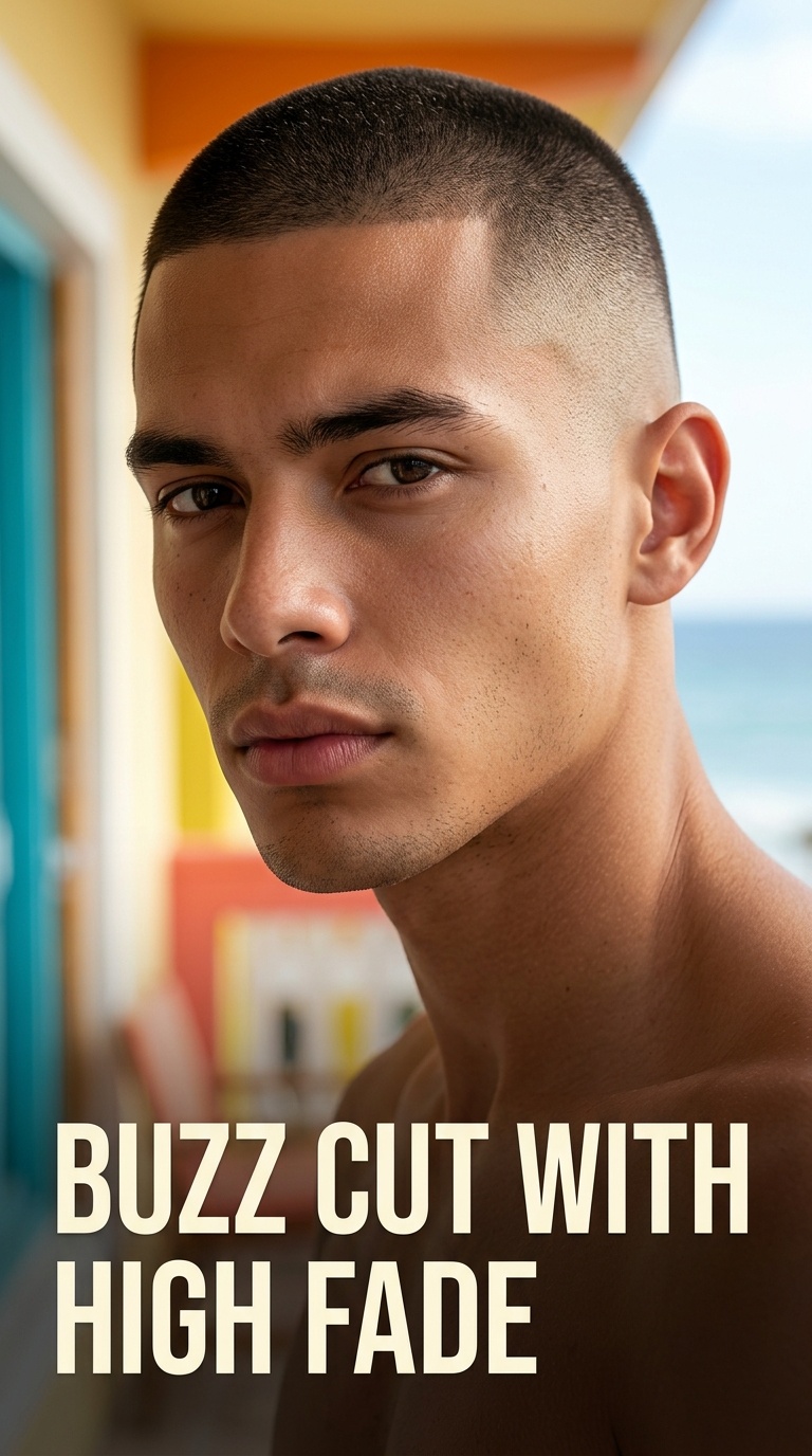 Buzz Cut with High Fade