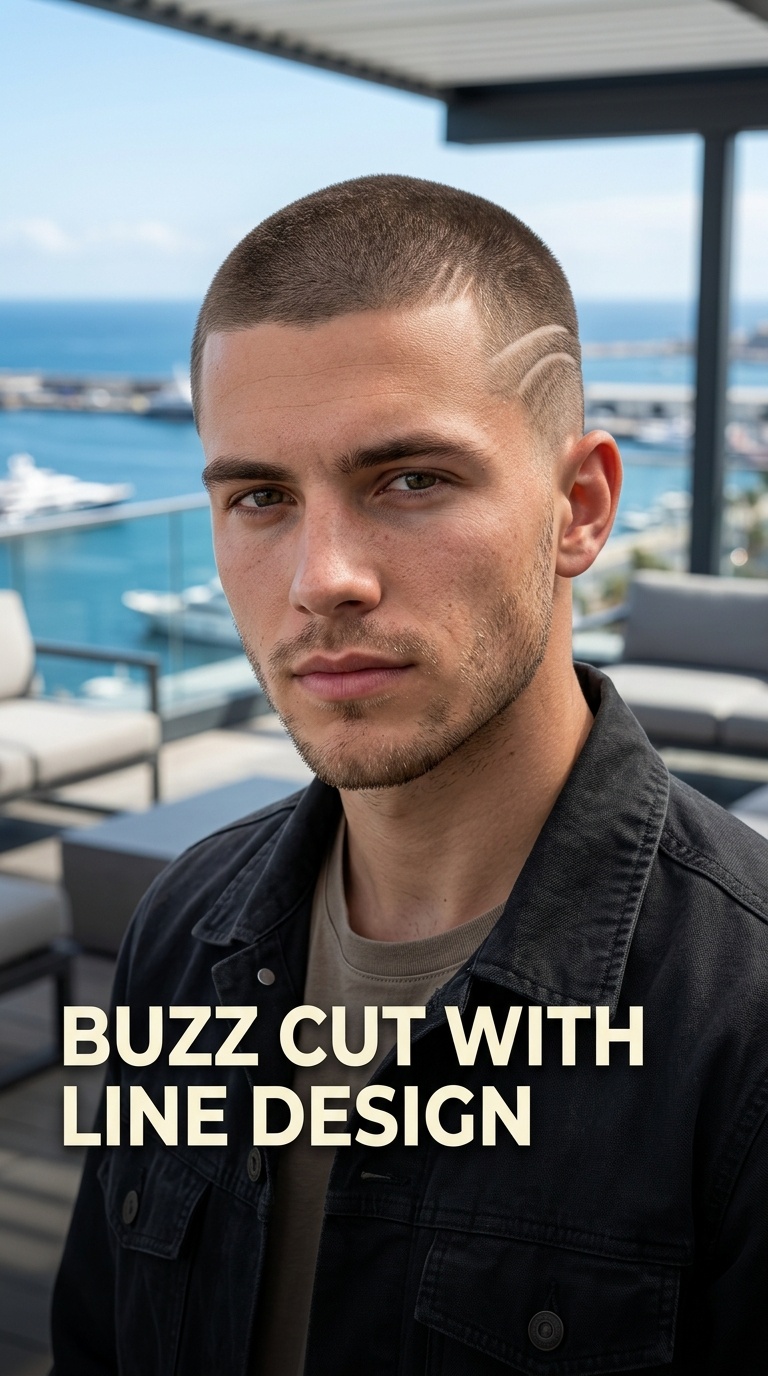 Buzz Cut with Line Design